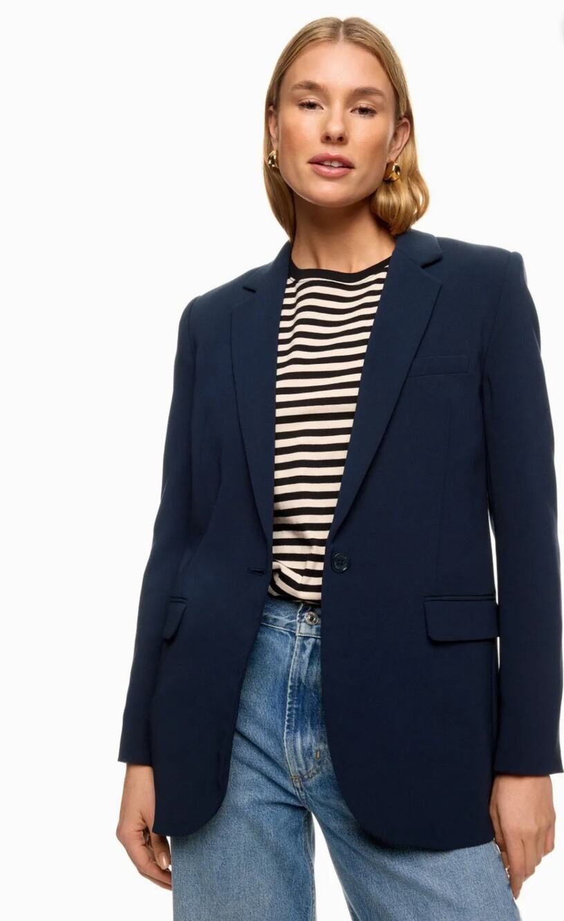 Michael Kors Navy One Button Mensy Blazer Women Size 4